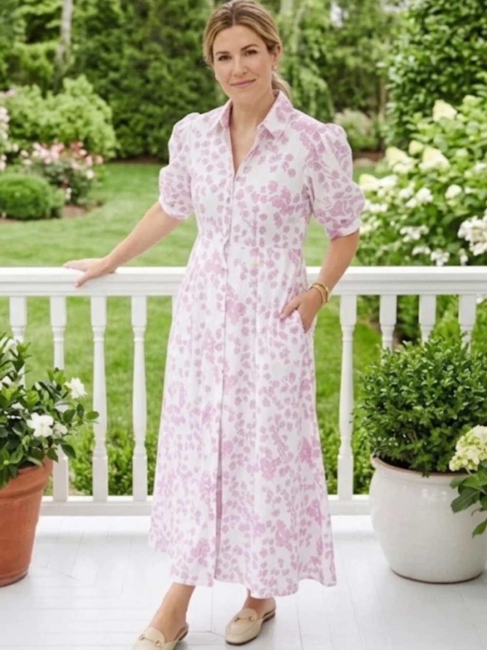 India Amory Maxi Shirt Dress - size M